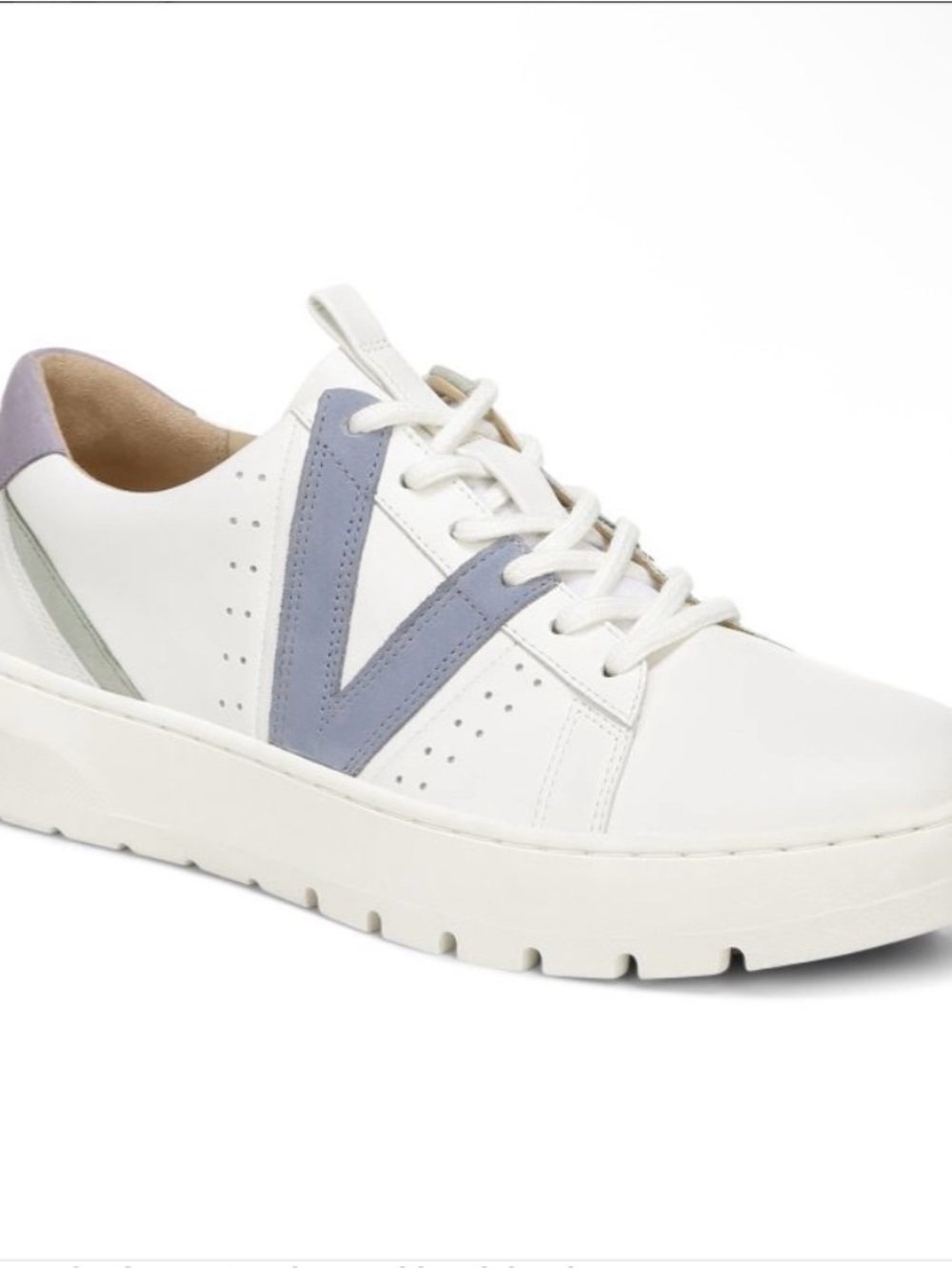 Vionic Abyss Simasa White Leather Sneakers Lavender Blue Green Pastels 7.5